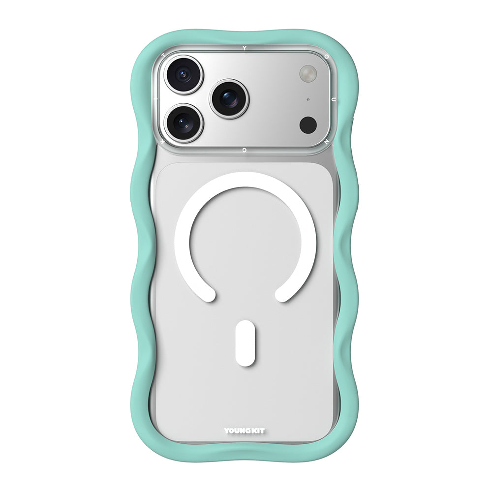 iPhone 17 Pro Uyumlu Kılıf M-safe Şarj Özellikli Youngkit Wave Clear Serisi Kapak Açık Mavi