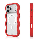 iPhone 17 Pro Uyumlu Kılıf M-safe Şarj Özellikli Youngkit Wave Clear Serisi Kapak Kırmızı