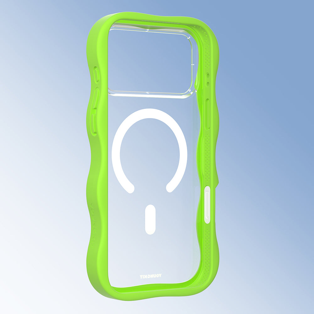 iPhone 17 Pro Uyumlu Kılıf M-safe Şarj Özellikli Youngkit Wave Clear Serisi Kapak Yeşil