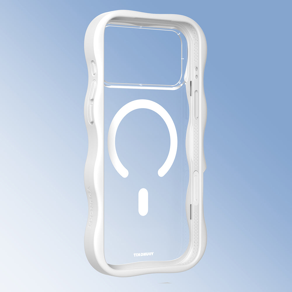 iPhone 17 Pro Uyumlu Kılıf M-safe Şarj Özellikli Youngkit Wave Clear Serisi Kapak Beyaz