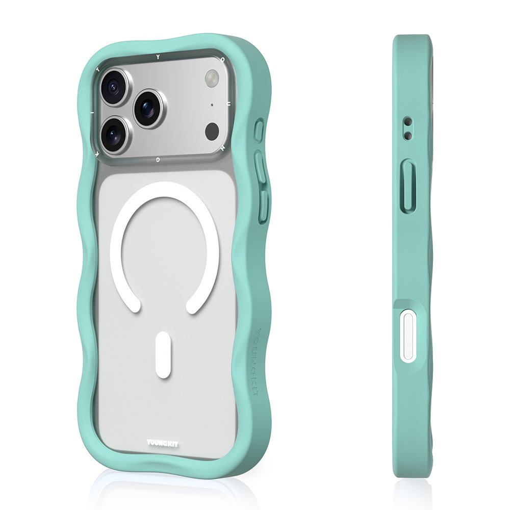 iPhone 17 Pro Uyumlu Kılıf M-safe Şarj Özellikli Youngkit Wave Matte Serisi Kapak Açık Mavi