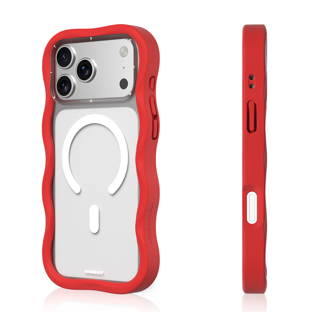 iPhone 17 Pro Uyumlu Kılıf M-safe Şarj Özellikli Youngkit Wave Matte Serisi Kapak Kırmızı