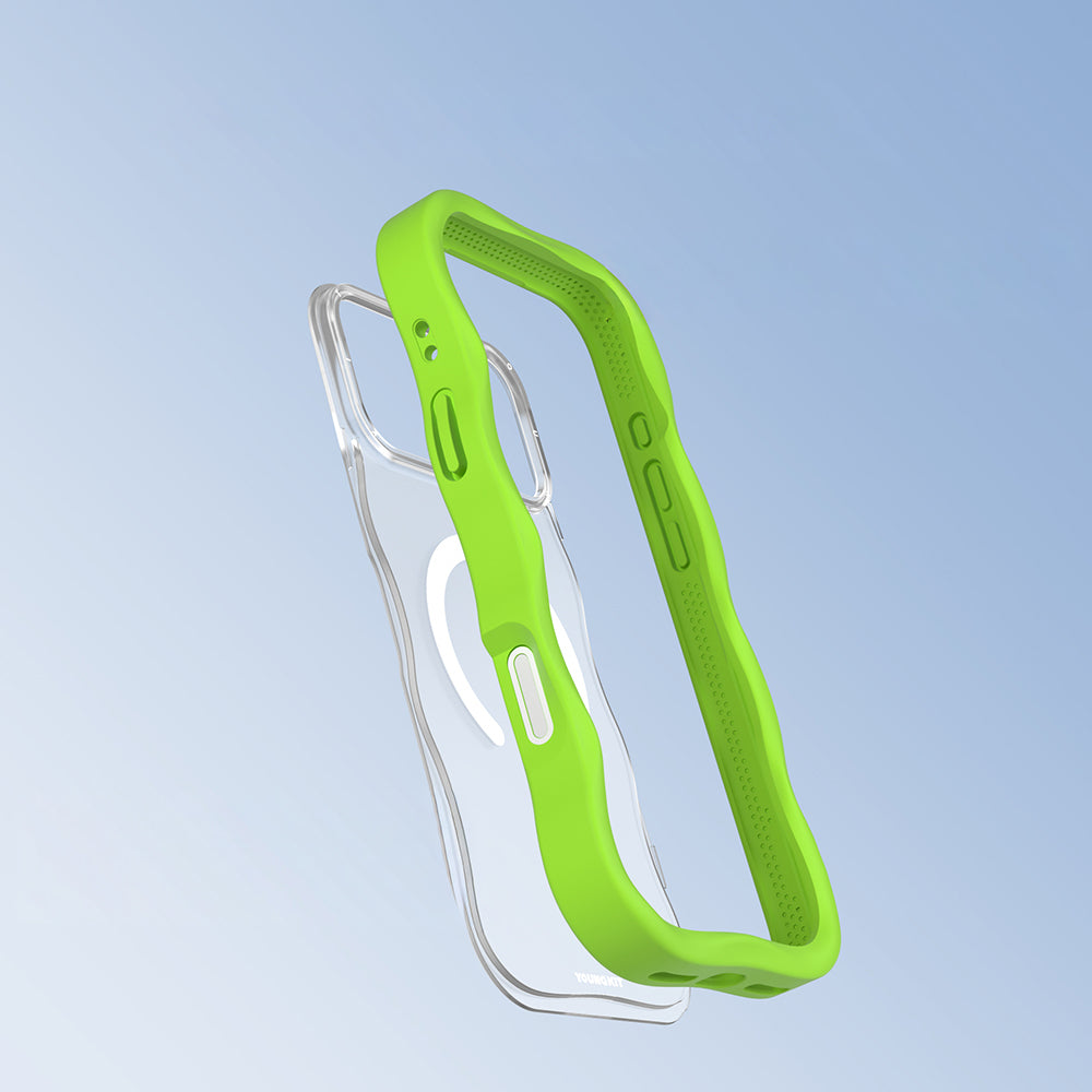 iPhone 17 Pro Uyumlu Kılıf M-safe Şarj Özellikli Youngkit Wave Matte Serisi Kapak Yeşil