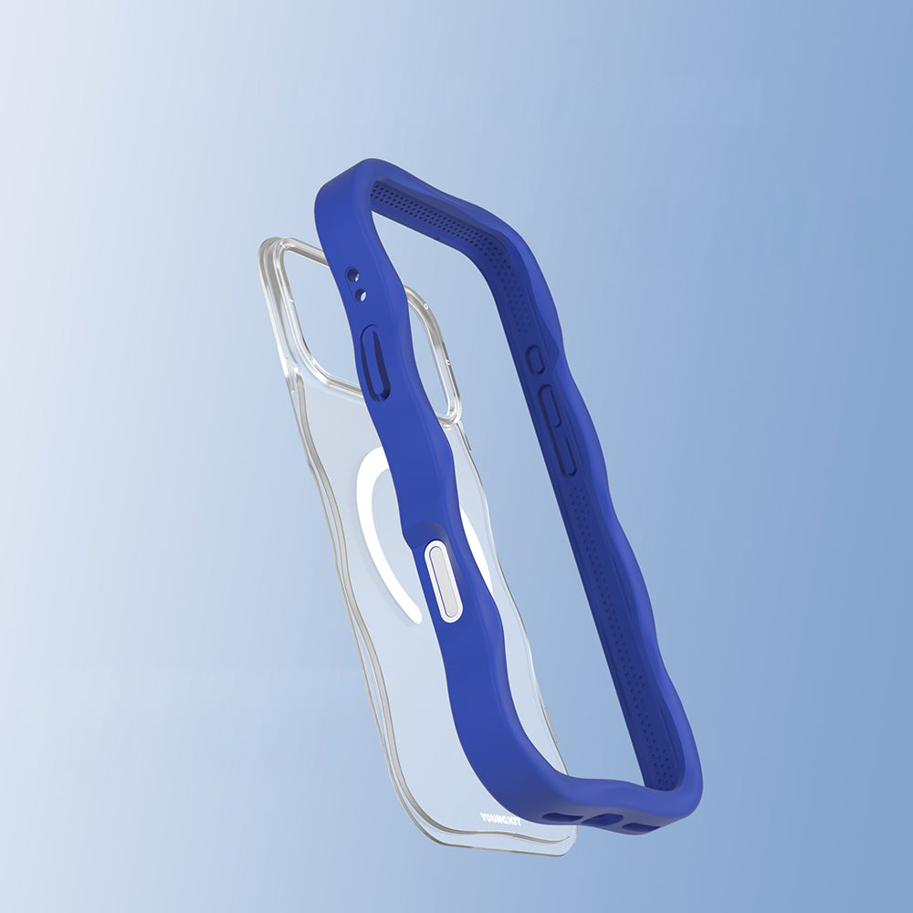 iPhone 17 Pro Uyumlu Kılıf M-safe Şarj Özellikli Youngkit Wave Matte Serisi Kapak Lacivert