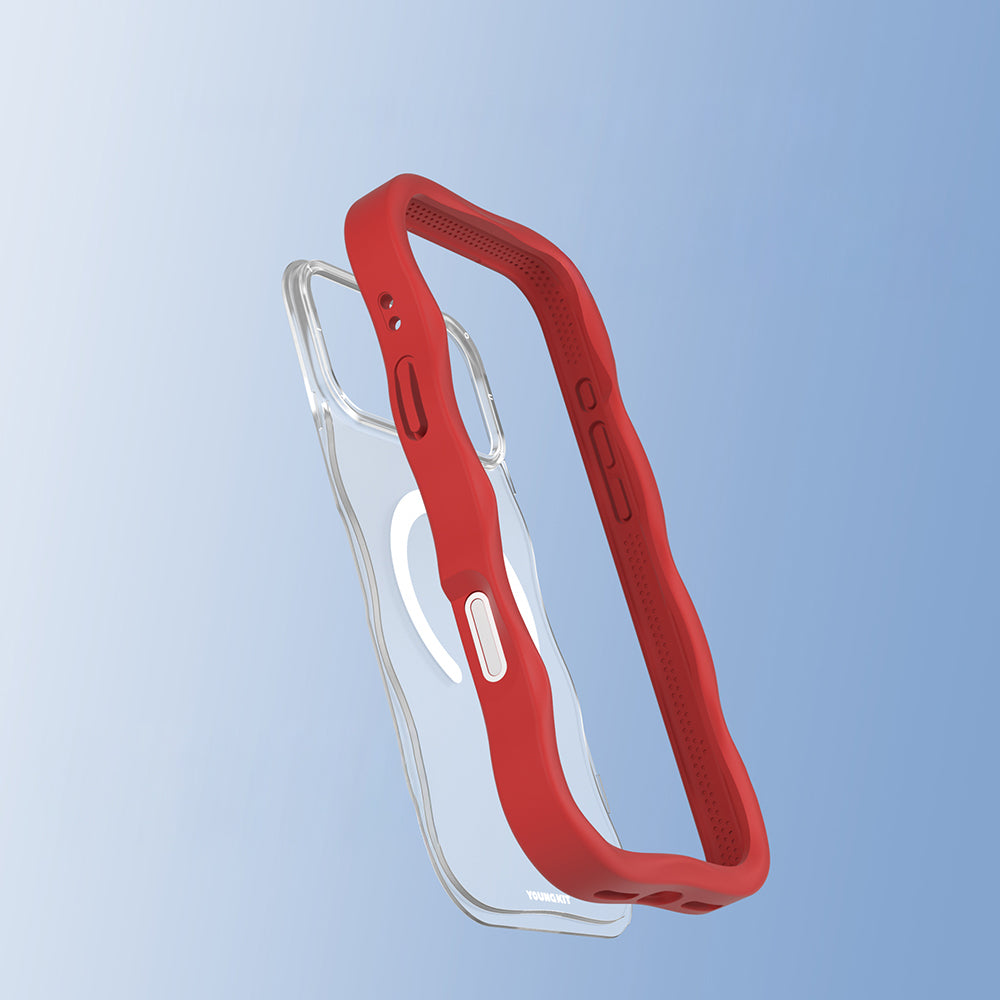 iPhone 17 Pro Uyumlu Kılıf M-safe Şarj Özellikli Youngkit Wave Matte Serisi Kapak Kırmızı