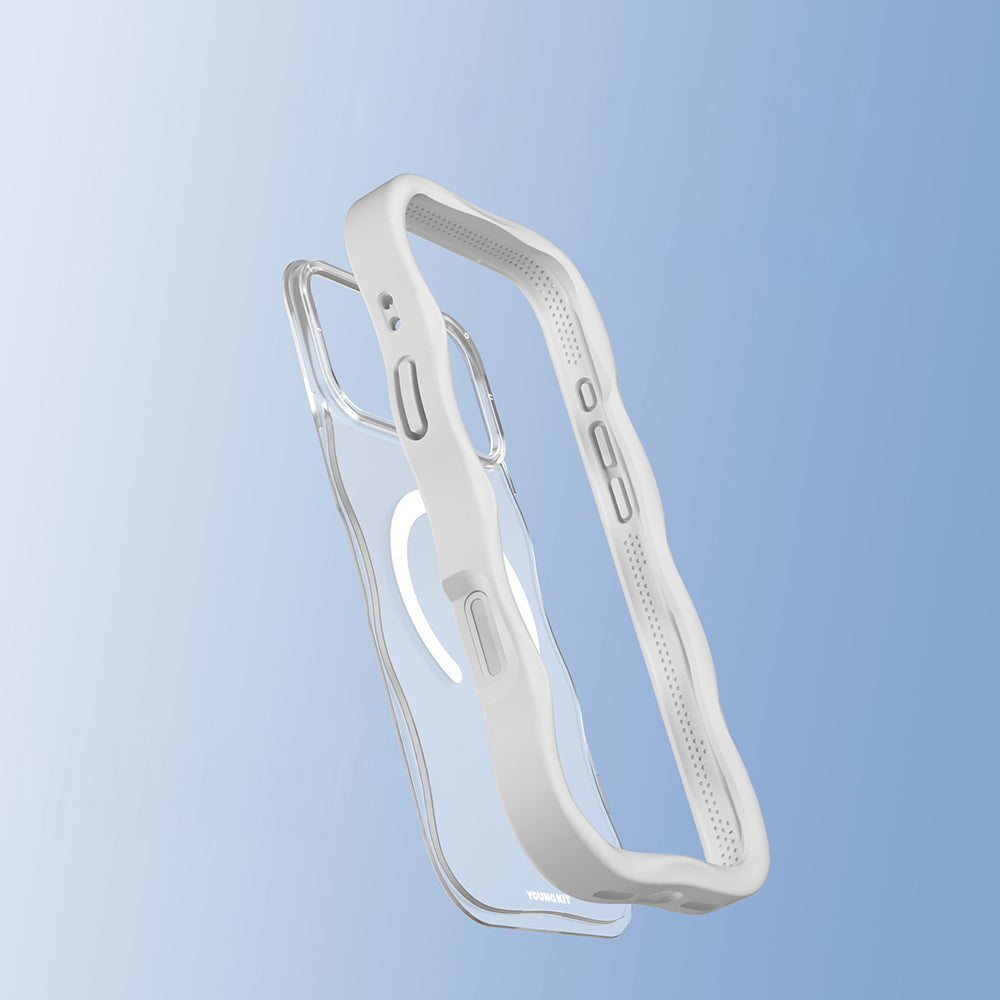 iPhone 17 Pro Uyumlu Kılıf M-safe Şarj Özellikli Youngkit Wave Matte Serisi Kapak Beyaz