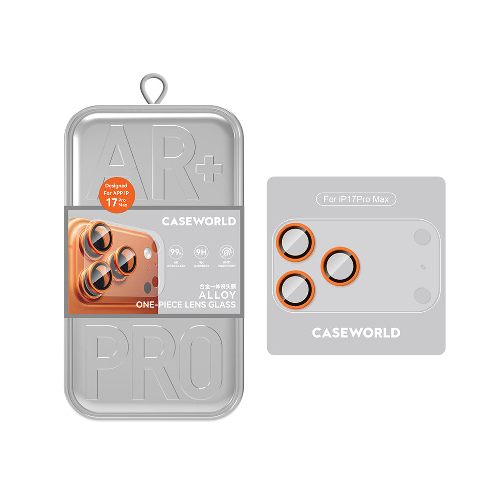 iPhone 17 Pro Max CaseWorld Alloy One-Piece Serisi Anti Reflective Kamera Lens Koruyucu Turuncu