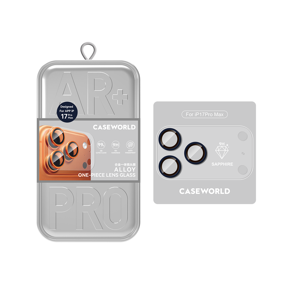 iPhone 17 Pro Max CaseWorld Alloy Sapphire One-Piece Anti Reflective Safir Kamera Lens Koruyucu Mavi