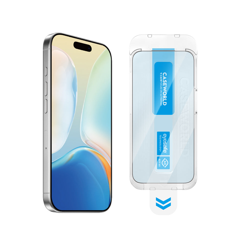 iPhone 17 Pro Max CaseWorld Applicator Serisi 2.5D Eyesafe Özellikli Safir 0.33mm Ekran Koruyucu
