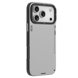 iPhone 17 Pro Max Uyumlu Kılıf M-safe Basit Mat Deri Desenli Youngkit Tech Fashion Seri Kapak Gri