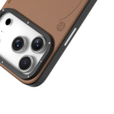 iPhone 17 Pro Max Uyumlu Kılıf M-safe Basit Mat Deri Desenli Youngkit Tech Fashion Seri Kapak Gri