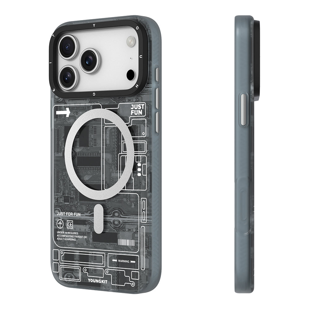 iPhone 17 Pro Max Uyumlu Kılıf M-safe Kamera Denetim Butonlu Youngkit Technology Seri Kapak Siyah