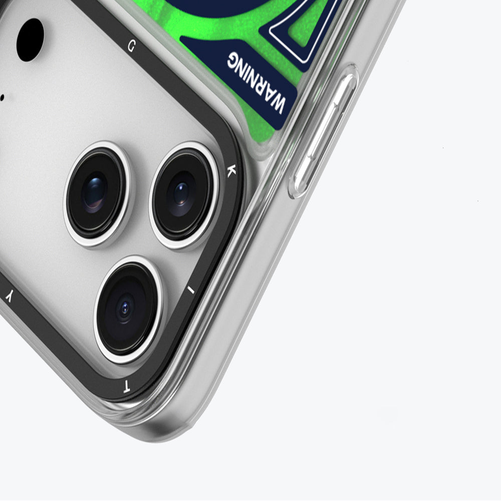 iPhone 17 Pro Max Uyumlu Kılıf M-safe Parlak Kumlu Sıvılı Galaxy Fantasy Serisi Kapak Mavi