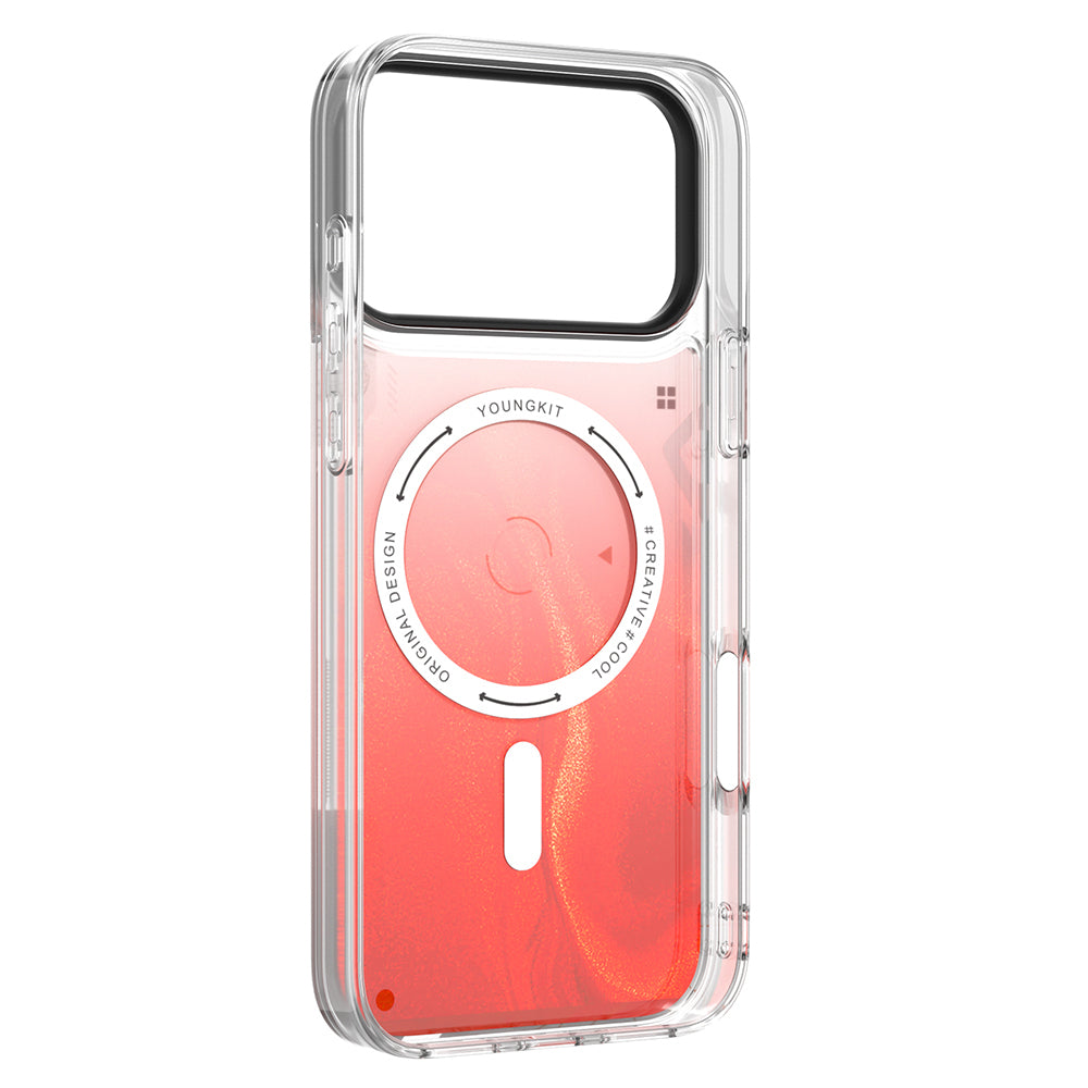 iPhone 17 Pro Max Uyumlu Kılıf M-safe Parlak Kumlu Sıvılı Galaxy Fantasy Serisi Kapak Mavi