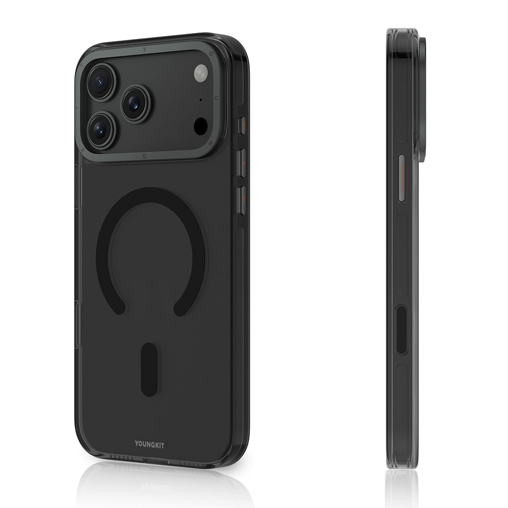 iPhone 17 Pro Max Uyumlu Kılıf M-safe Özellikli Şeffaf Youngkit Crystal Shield Serisi Kapak Siyah