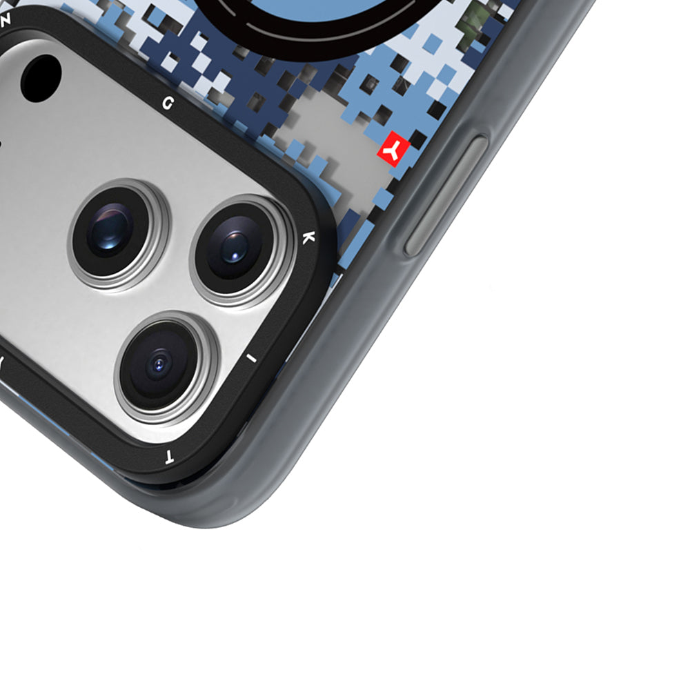 iPhone 17 Pro Max Uyumlu Kılıf M-Safe Şarj Özellikli Youngkit Camouflage Sykell Serisi Kapak Mavi