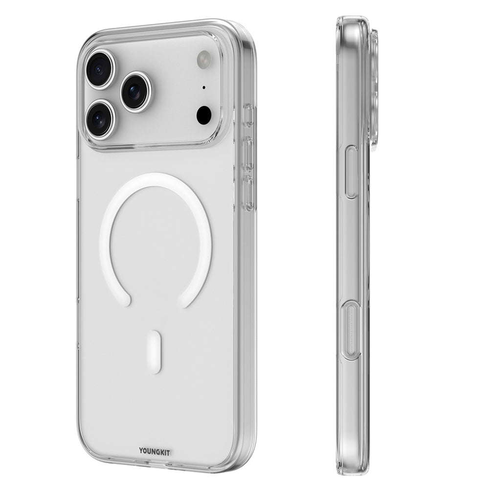 iPhone 17 Pro Max Uyumlu Kılıf M-safe Şarj Özellikli Youngkit Clear Serisi Kapak Şeffaf