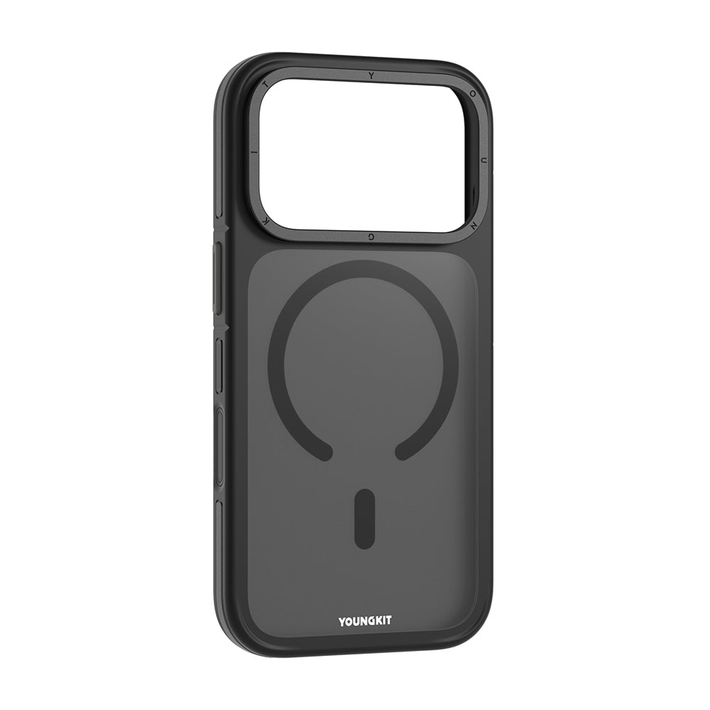 iPhone 17 Pro Max Uyumlu Kılıf M-safe Şarj Özellikli Youngkit Rock Sand Serisi Kapak Siyah