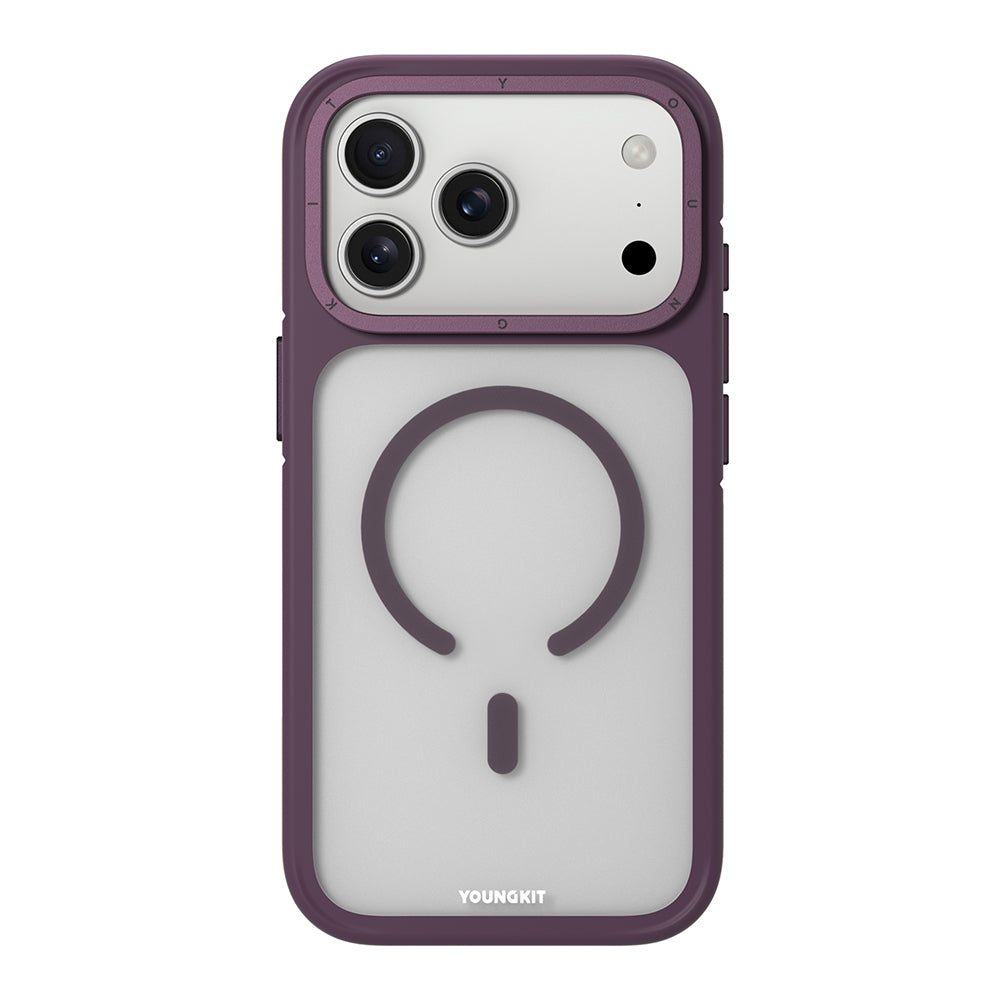 iPhone 17 Pro Max Uyumlu Kılıf M-safe Şarj Özellikli Youngkit Rock Sand Serisi Kapak Bordo - Bordo