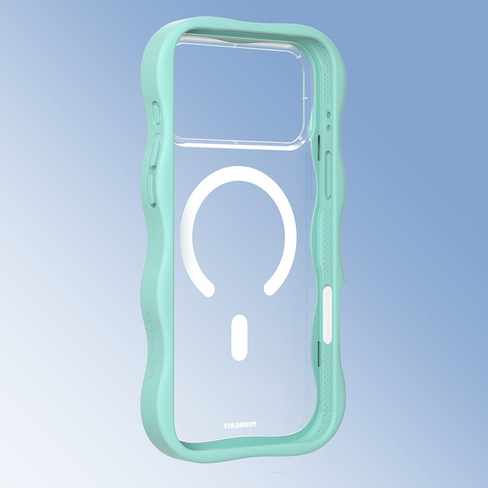 iPhone 17 Pro Max Uyumlu Kılıf M-safe Şarj Özellikli Youngkit Wave Clear Serisi Kapak Açık Mavi