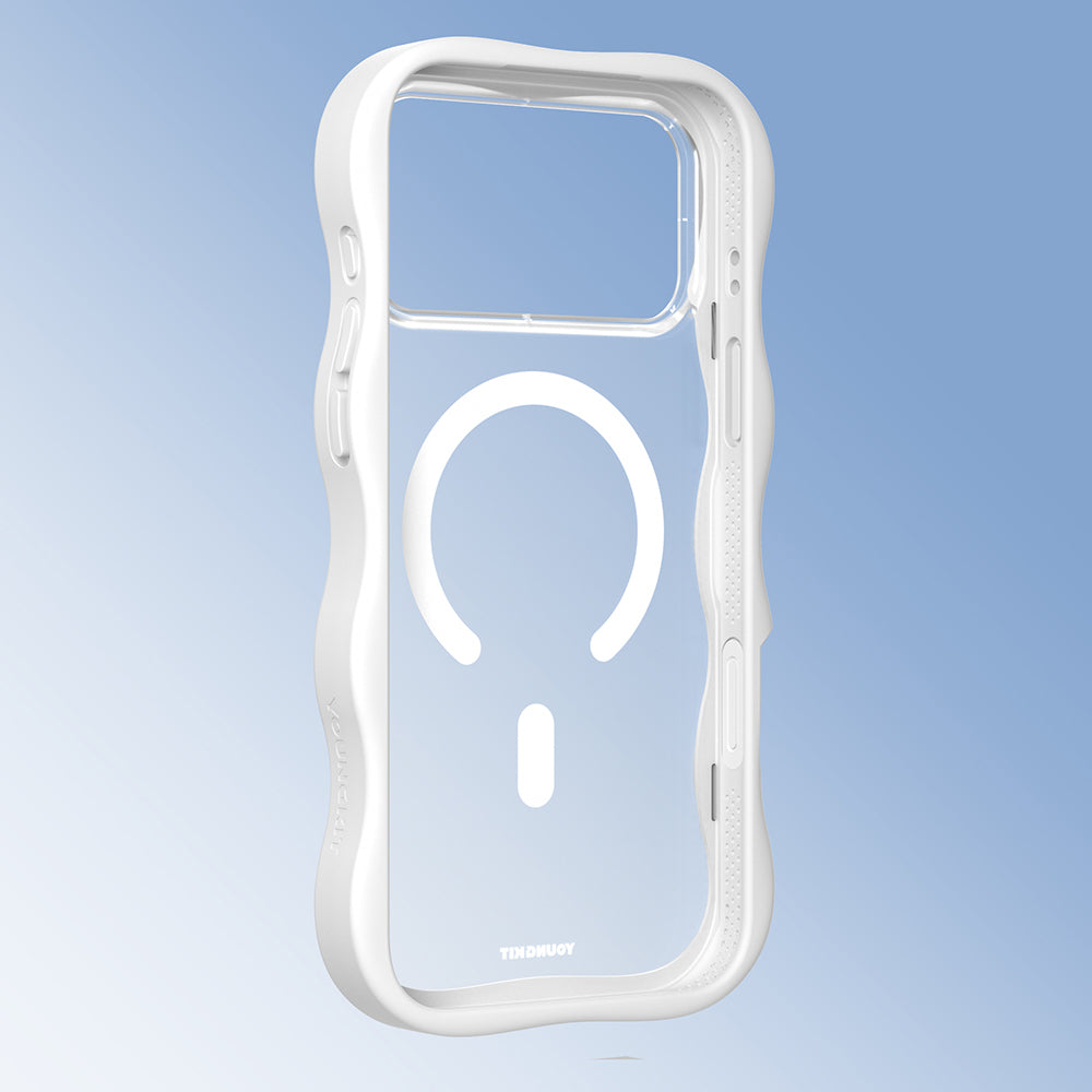 iPhone 17 Pro Max Uyumlu Kılıf M-safe Şarj Özellikli Youngkit Wave Matte Serisi Kapak Beyaz