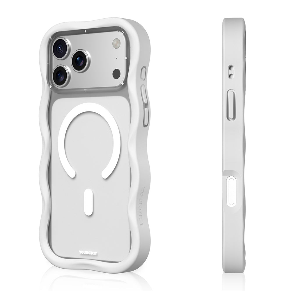 iPhone 17 Pro Max Uyumlu Kılıf M-safe Şarj Özellikli Youngkit Wave Matte Serisi Kapak Beyaz