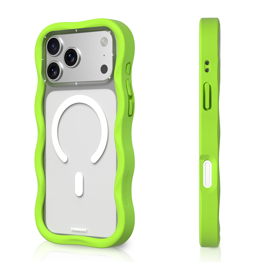 iPhone 17 Pro Max Uyumlu Kılıf M-safe Şarj Özellikli Youngkit Wave Matte Serisi Kapak Yeşil
