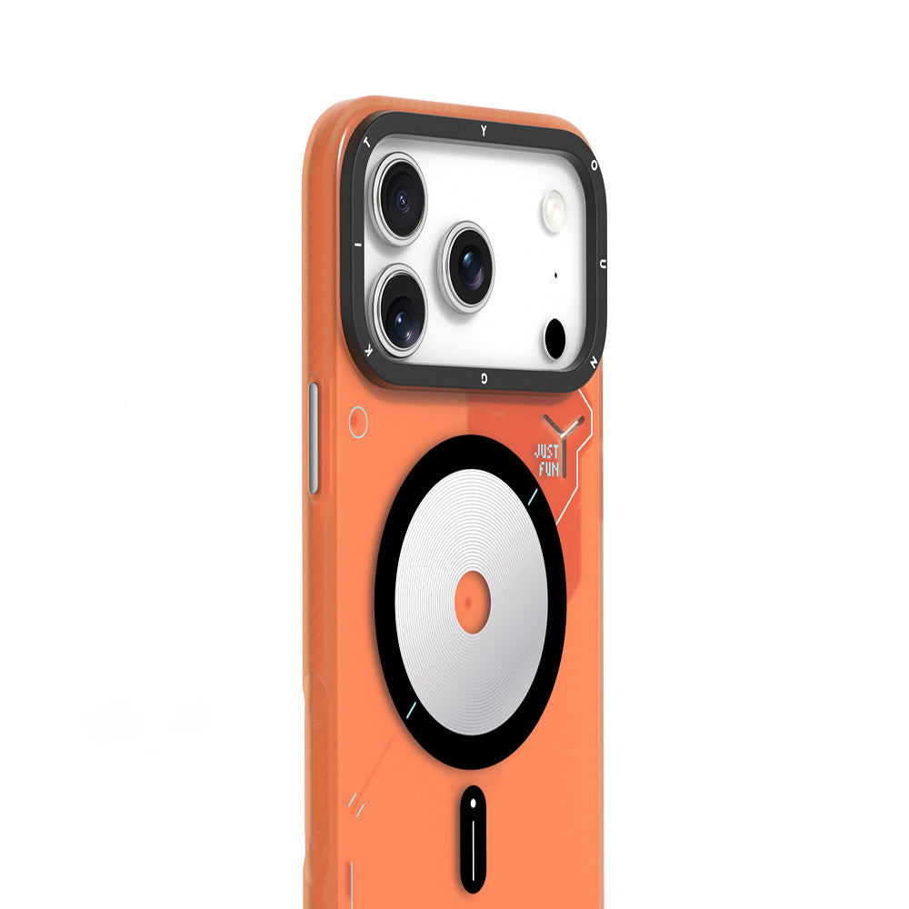iPhone 18 Pro Uyumlu Kılıf M-safe Şarj Özellikli Disk Desenli Youngkit Disc Battle Kapak Turuncu
