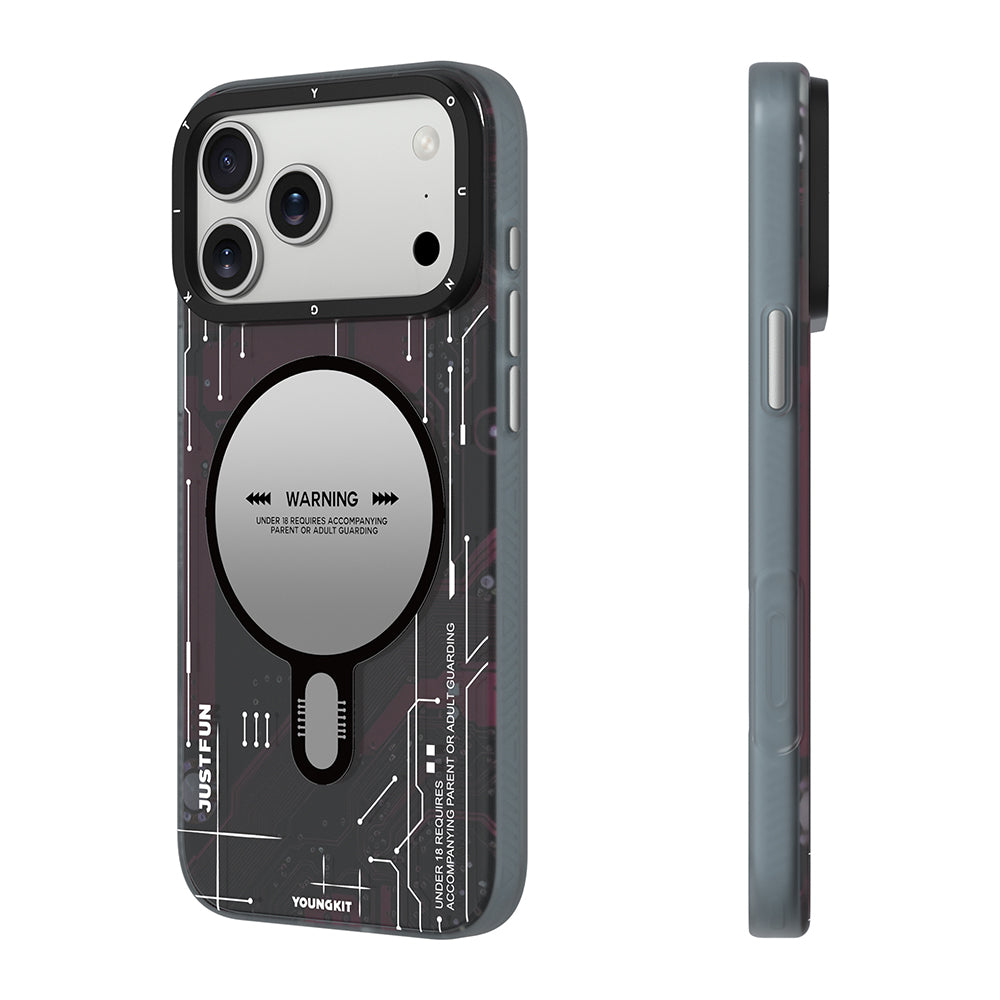 iPhone 18 Pro Kılıf M-safe Özellikli Kamera Denetim Butonlu Youngkit Technology Serisi Kapak - Kırmızı