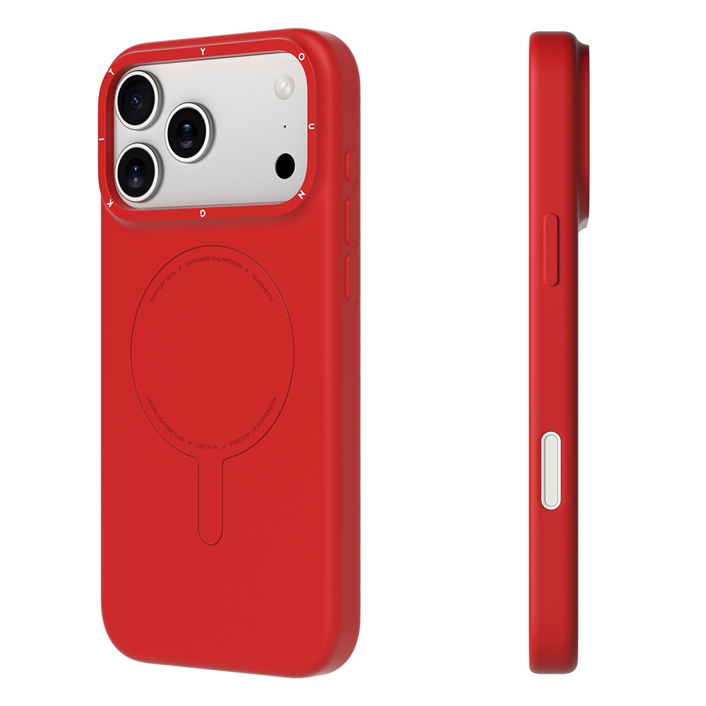 iPhone 18 Pro Uyumlu Kılıf M-Safe Şarj Özellikli Youngkit Morandi Serisi Kapak - Kırmızı