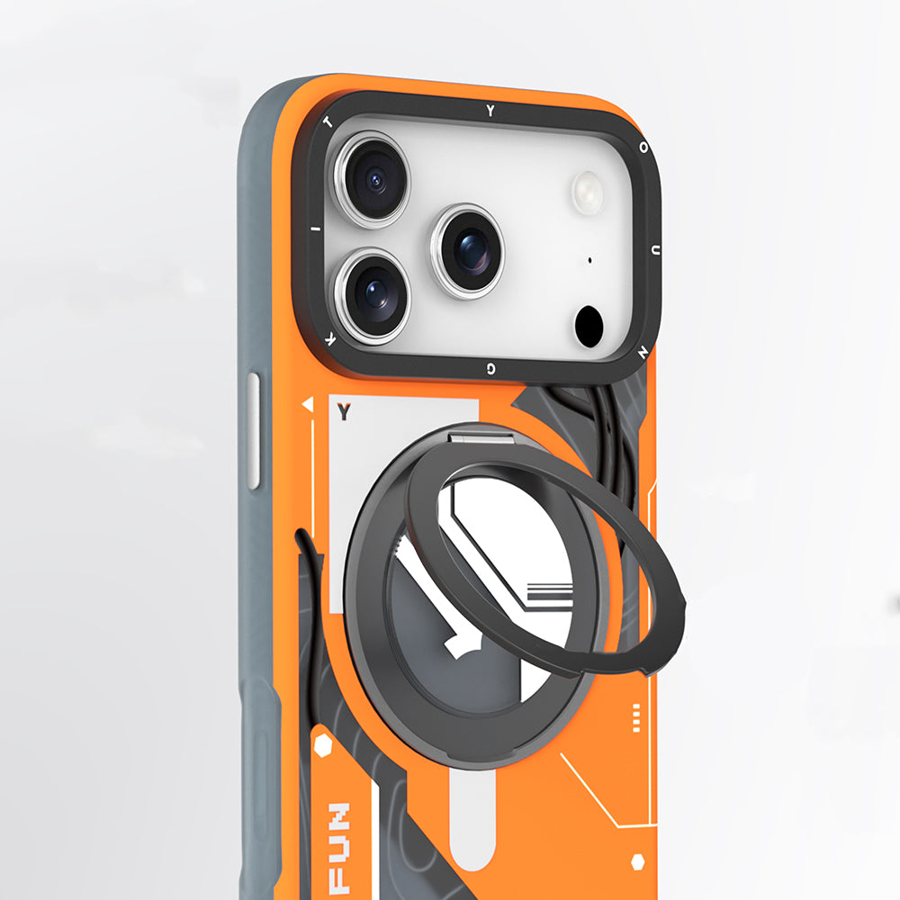 iPhone 18 Pro Uyumlu Kılıf M-safe Şarj Özellikli Youngkit Starship Serisi Kapak - Turuncu