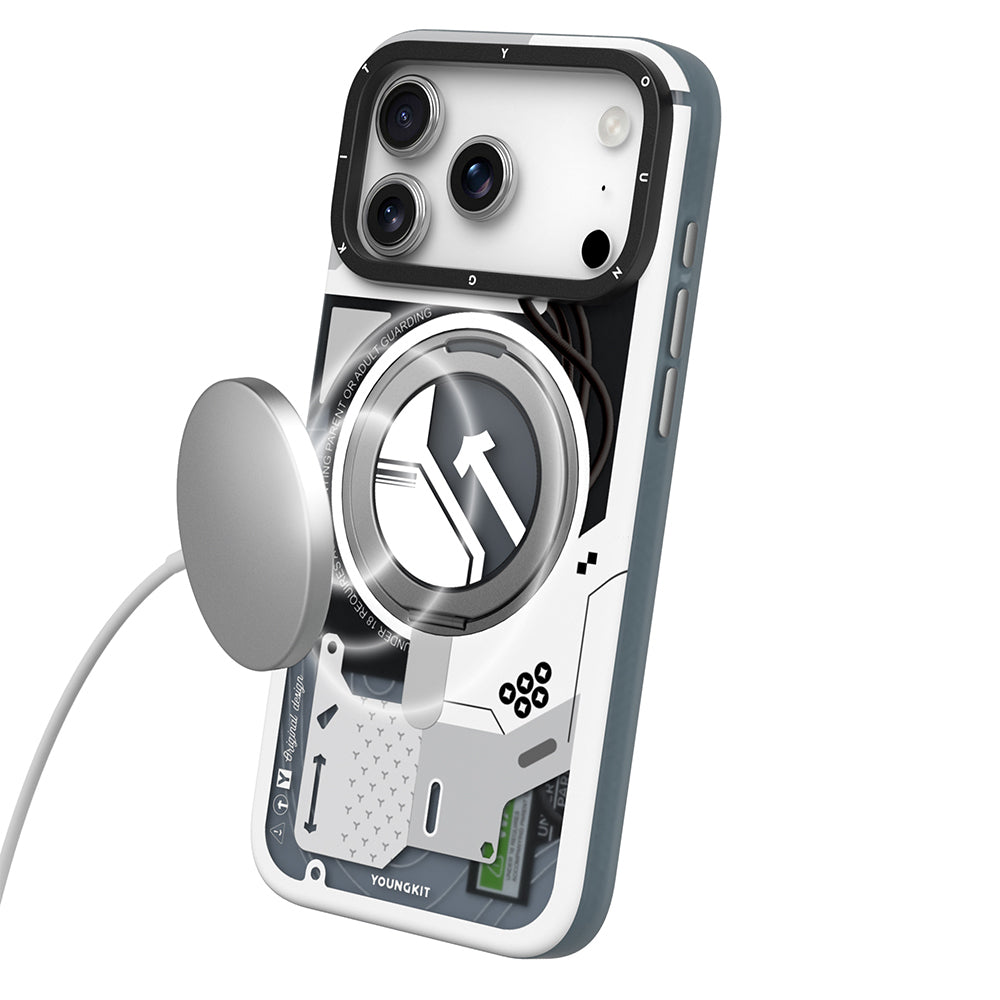 iPhone 18 Pro Uyumlu Kılıf M-safe Şarj Özellikli Youngkit Starship Serisi Kapak - Beyaz