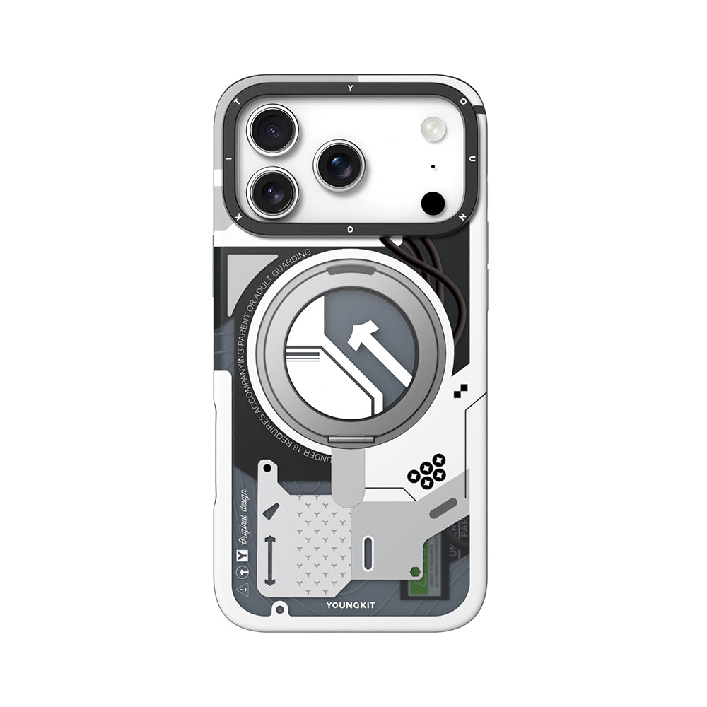 iPhone 18 Pro Uyumlu Kılıf M-safe Şarj Özellikli Youngkit Starship Serisi Kapak - Beyaz