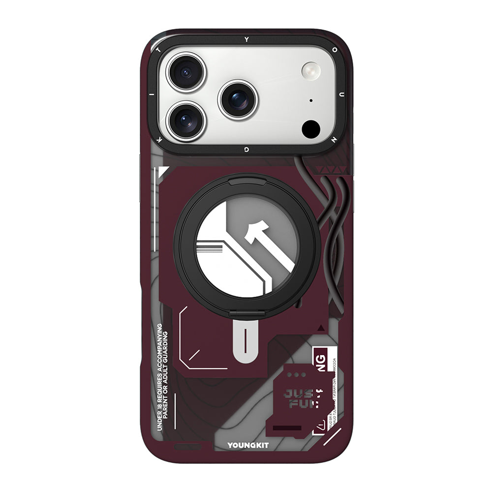 iPhone 18 Pro Uyumlu Kılıf M-safe Şarj Özellikli Youngkit Starship Serisi Kapak - Bordo