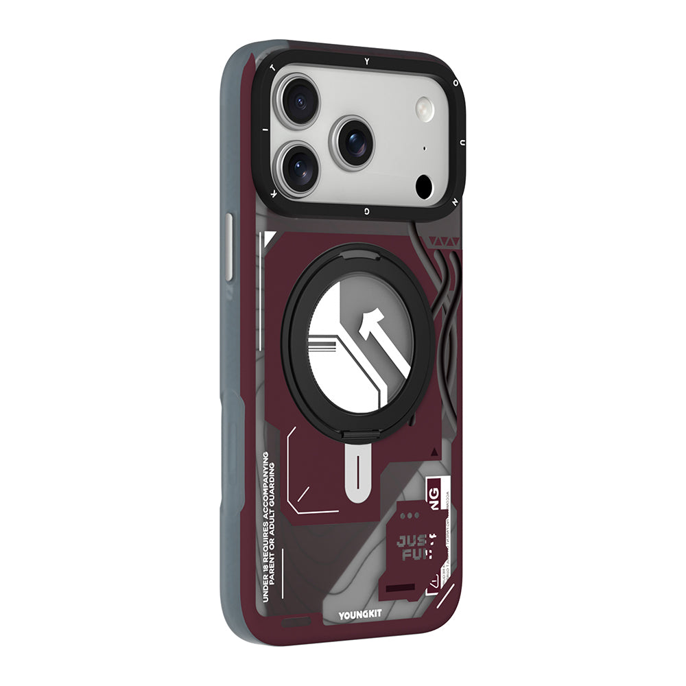iPhone 18 Pro Uyumlu Kılıf M-safe Şarj Özellikli Youngkit Starship Serisi Kapak - Bordo