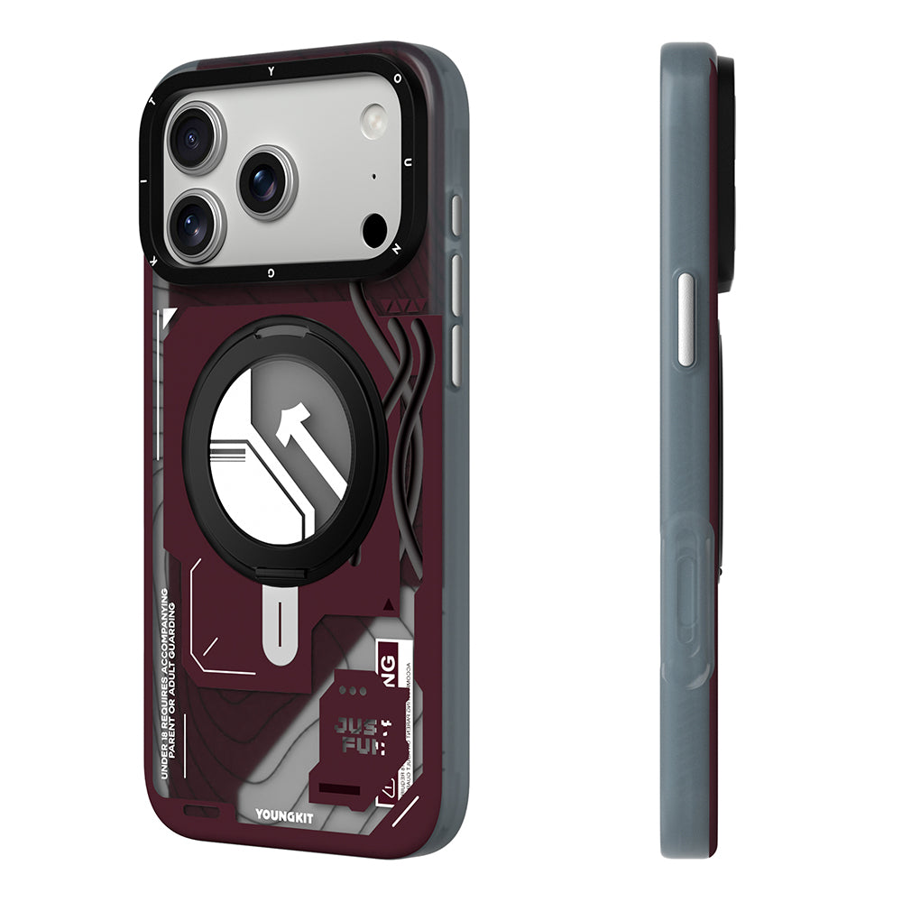 iPhone 18 Pro Uyumlu Kılıf M-safe Şarj Özellikli Youngkit Starship Serisi Kapak - Bordo