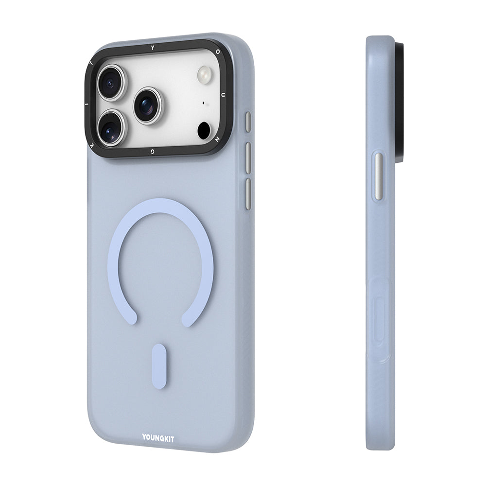 iPhone 18 Pro Max Uyumlu Kılıf M-safe Şarj Özellikli Youngkit Hidden Sand Serisi Kapak - Mavi