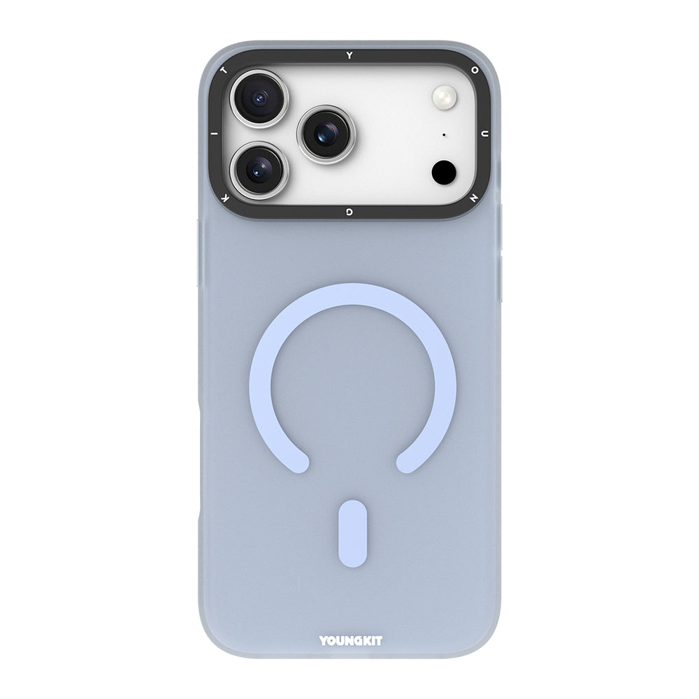 iPhone 18 Pro Max Uyumlu Kılıf M-safe Şarj Özellikli Youngkit Hidden Sand Serisi Kapak - Mavi