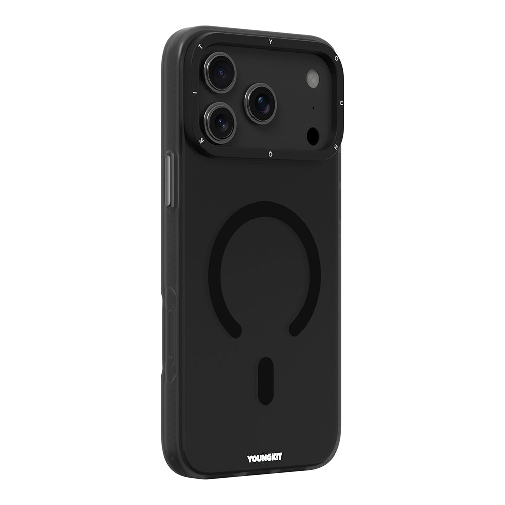 iPhone 18 Pro Max Uyumlu Kılıf M-safe Şarj Özellikli Youngkit Hidden Sand Serisi Kapak - Siyah