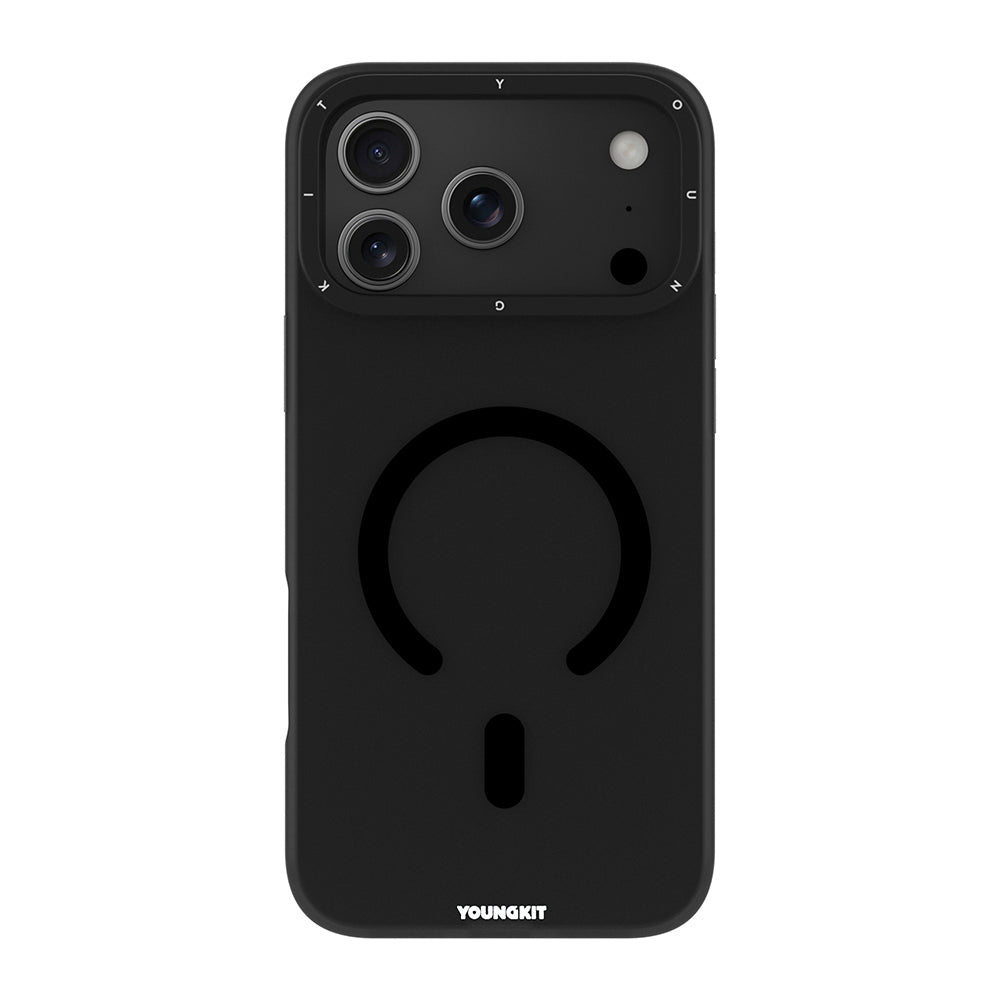 iPhone 18 Pro Max Uyumlu Kılıf M-safe Şarj Özellikli Youngkit Hidden Sand Serisi Kapak - Siyah