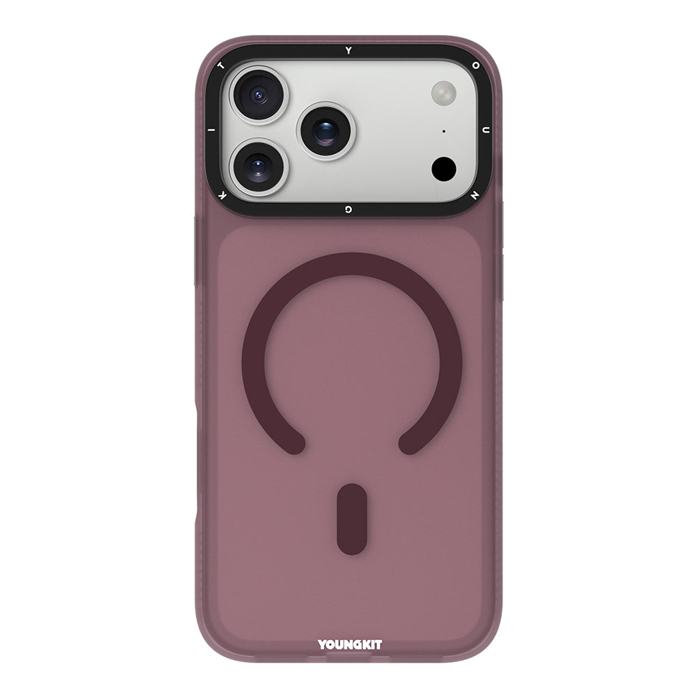 iPhone 18 Pro Max Uyumlu Kılıf M-safe Şarj Özellikli Youngkit Hidden Sand Serisi Kapak - Mürdüm