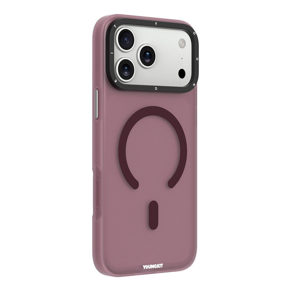 iPhone 18 Pro Max Uyumlu Kılıf M-safe Şarj Özellikli Youngkit Hidden Sand Serisi Kapak - Mürdüm