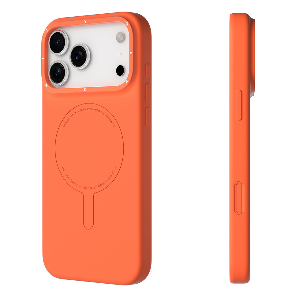 iPhone 18 Pro Max Uyumlu Kılıf M-Safe Şarj Özellikli Youngkit Morandi Serisi Kapak - Turuncu