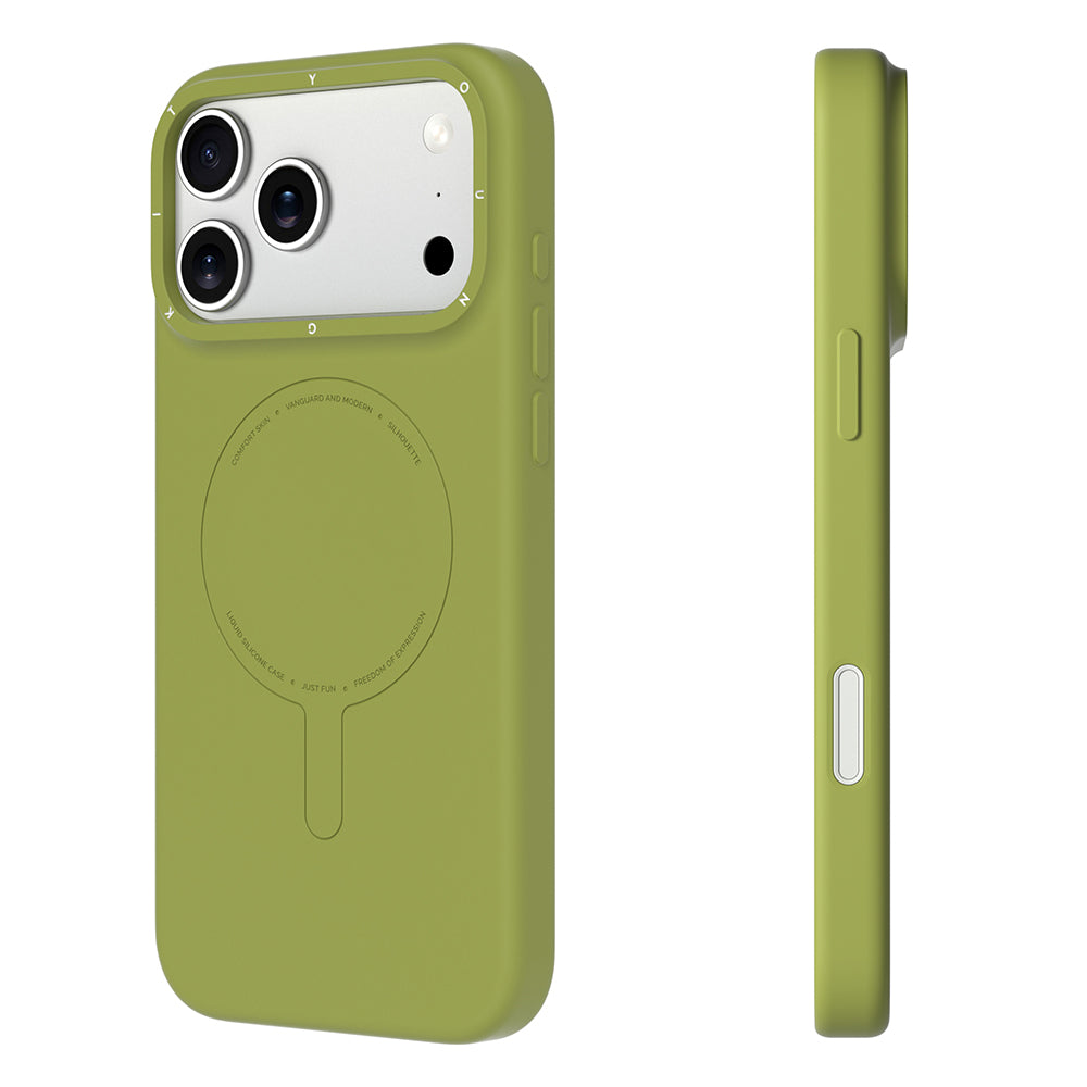 iPhone 18 Pro Max Uyumlu Kılıf M-Safe Şarj Özellikli Youngkit Morandi Serisi Kapak - Yeşil