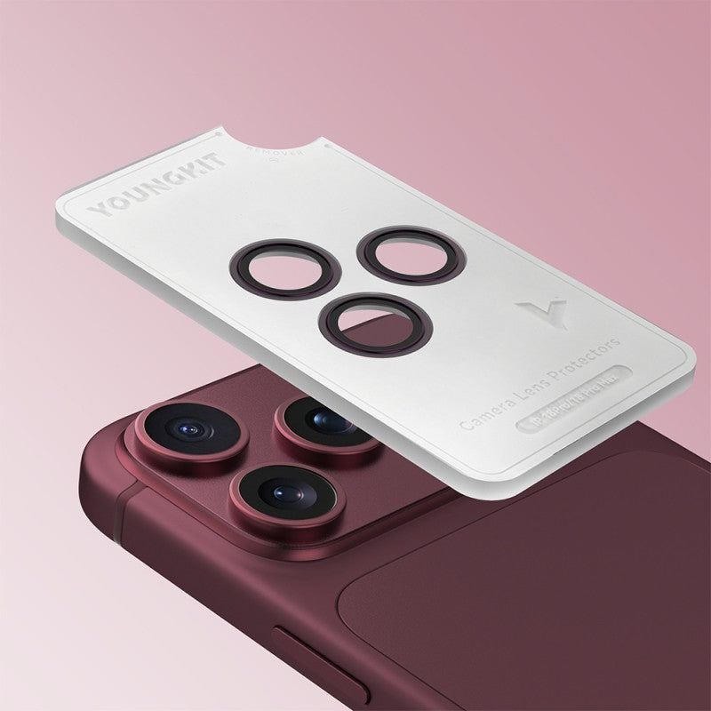iPhone 18 Pro Max Youngkit Alloy Original Parlama Önleyici Kamera Lens Koruyucu Aparatlı