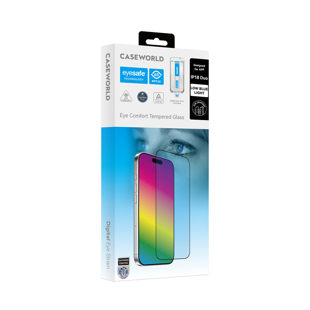 iPhone Duo Applicator Serisi 2.5D Eyesafe Mavi Işık Teknolojili Safir 0.33mm Ekran Koruyucu Şeffaf