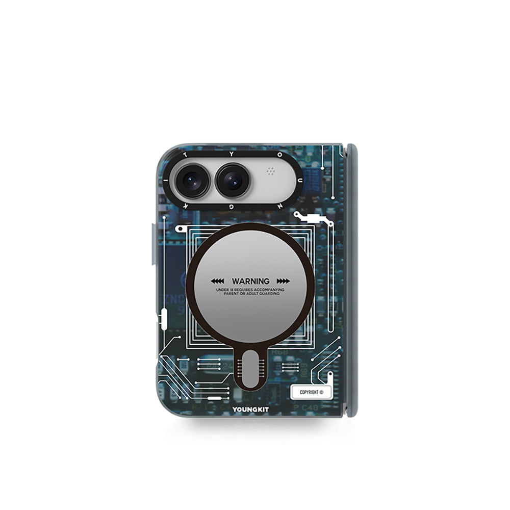 iPhone Duo Uyumlu Kılıf M-safe Özellikli Kamera Denetim Butonlu Youngkit Technology Seri Kapak Mavi