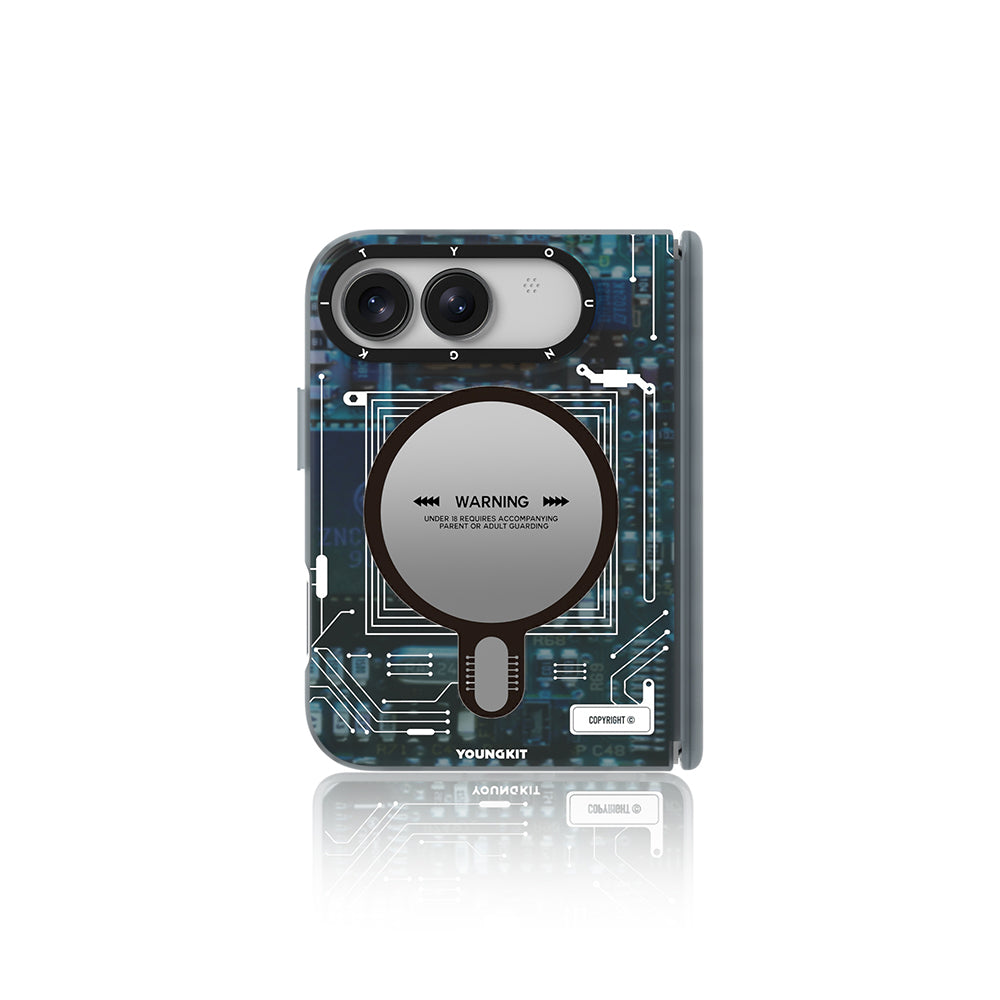 iPhone Duo Uyumlu Kılıf M-safe Özellikli Kamera Denetim Butonlu Youngkit Technology Seri Kapak Mavi