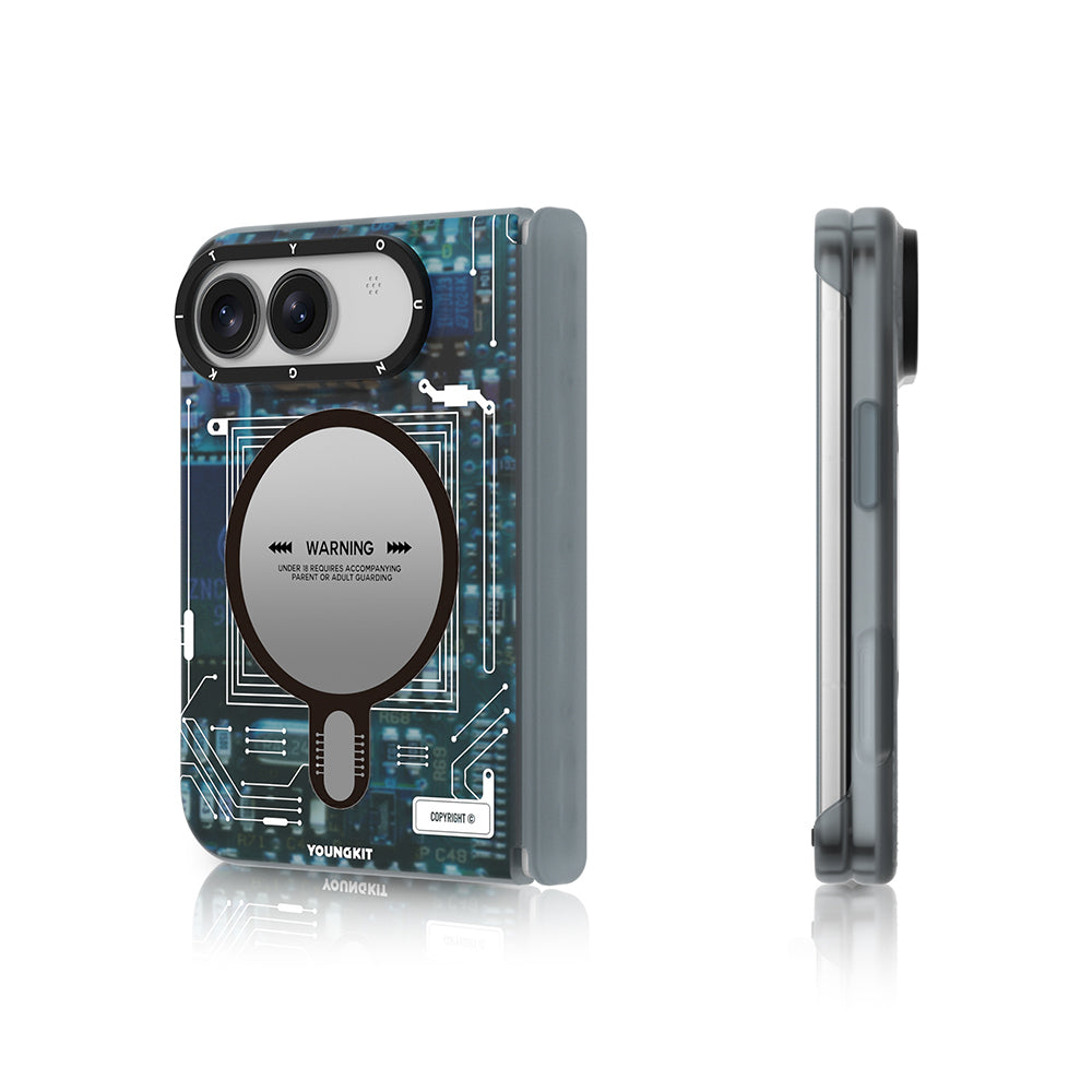 iPhone Duo Uyumlu Kılıf M-safe Özellikli Kamera Denetim Butonlu Youngkit Technology Seri Kapak Mavi