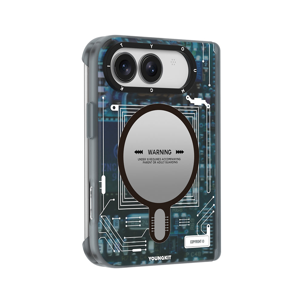 iPhone Duo Uyumlu Kılıf M-safe Özellikli Kamera Denetim Butonlu Youngkit Technology Seri Kapak Mavi